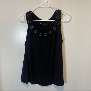 Anne Klein Black Sleeveless Top with Chain Detail‎ women’s size large
